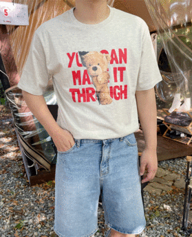 [남여공용]테디베어 코튼 반팔 티셔츠